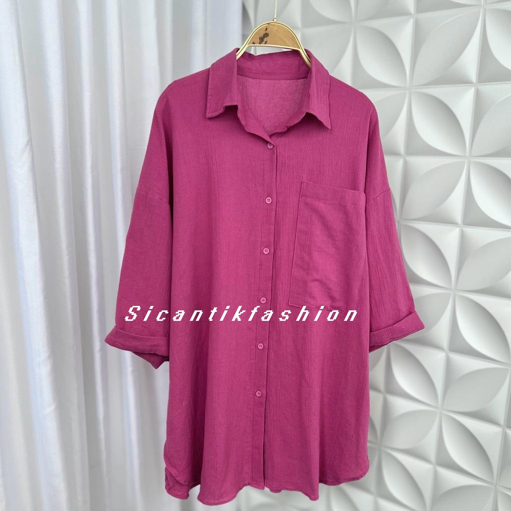 Kemeja Wanita Oversize Linen Crinkle / Tunik Wanita