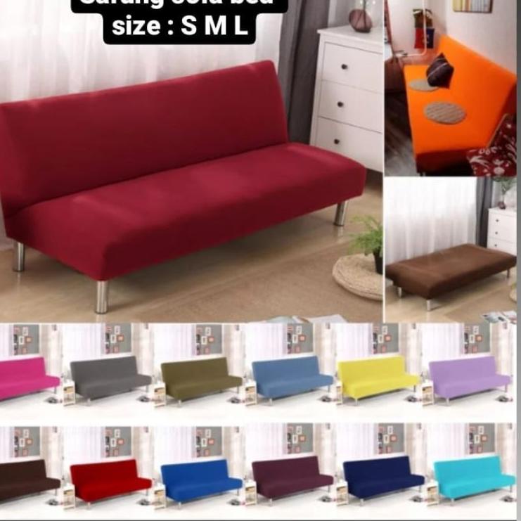 ← cover sofa bed / sarung sofa bed / penutup sofa bed elastis polos ✾