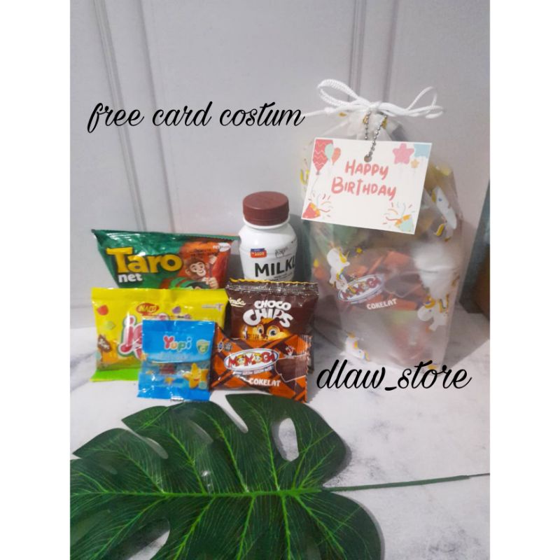 Snack Ulang Tahun Kemasan Pouch Free card