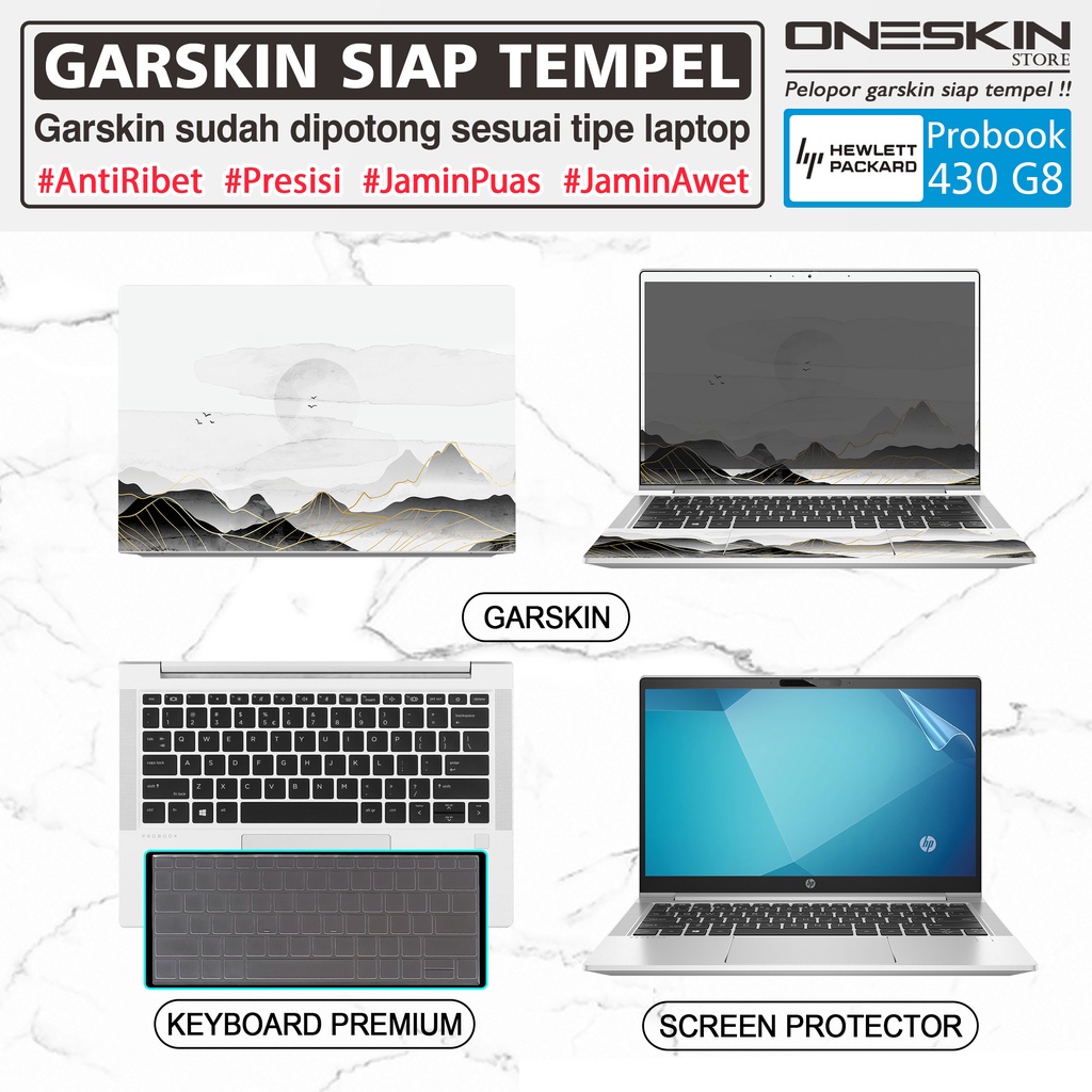 Garskin Sticker Laptop Pelindung Keyboard Screen Protector HP ProBook 430 G8 Gambar Full Body Silikon Bening Warna Glossy Doff Anti Blueray