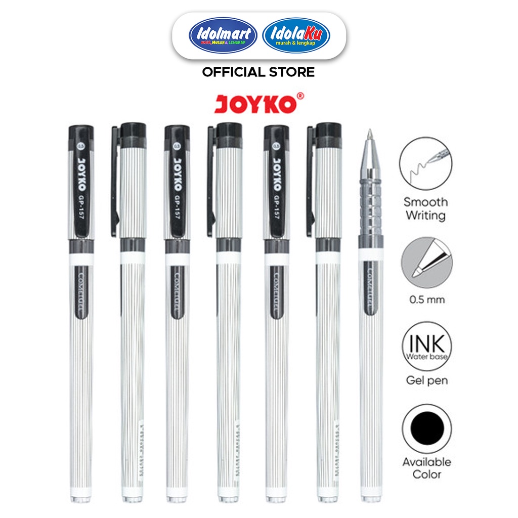 IDOLMART Joyko Ballpoint Gel Pen Comet Gel 0.5mm GP-157 Black/pcs Surabaya