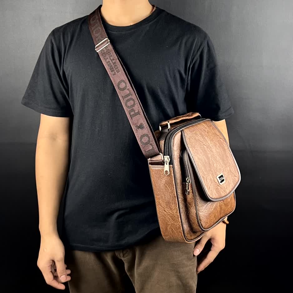 POLO AMSTAR - Tas Selempang Kulit PU 10&quot; Inchi Slingbag Tas pria tas Kantor