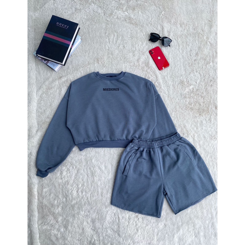 SETELAN WANITA MEI ONESET SWEATER + SHORT PANTS