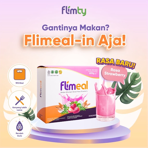 

Flimeal (Meal Replacement) - 1 Box (Isi 12 Sachet) - Strawberry