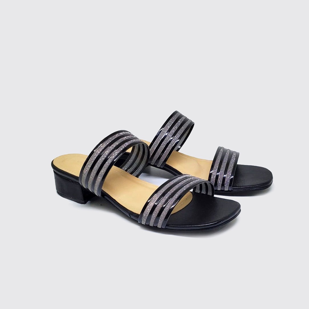 Sandal Wanita Big Size 41-42-43-44-45 Sendal casual Pesta Kondangan / sandal jumbo Ukuran Besar hak tahu 3cm