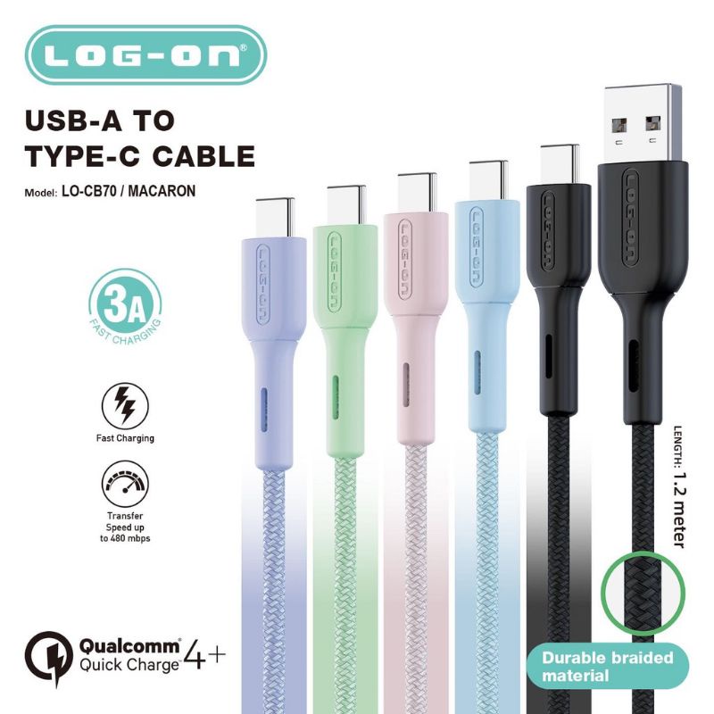 Kabel Data Log on Macaroon LO-CB70 Tipe-c