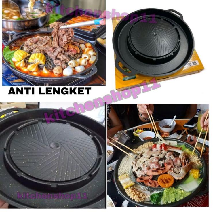 ➹ PROMO panggangan bbq grill plate FREE KOMPOR / bulgogi pan 2 in 1 mookata / Korean Yakiniku grill 