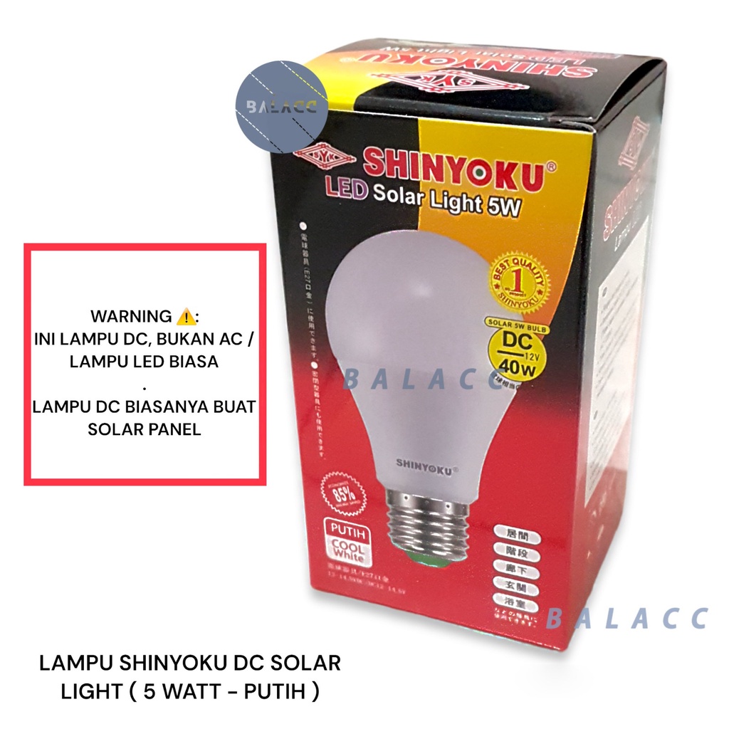 Lampu Solar Panel Shinyoku 5 Watt Led DC 12 Volt Solar Light Shinyoku