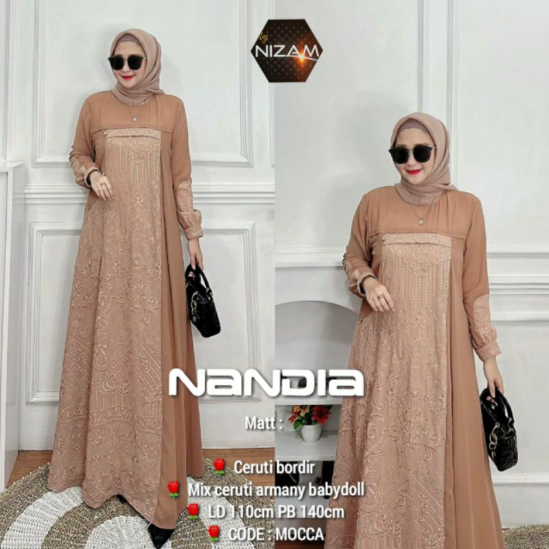 Gamis Jumbo XXL LD 110 Termurah Terbaru Terlaris Kekinian Lebaran Pakaian Wanita CERUTY BORDIR Remaj