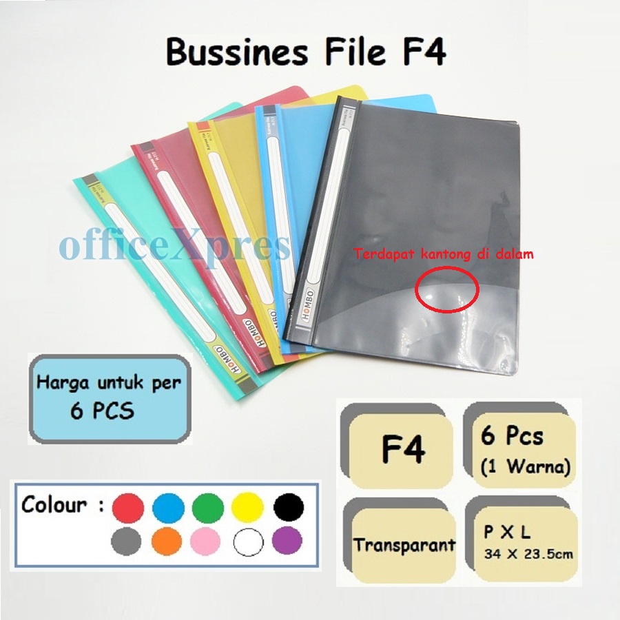 

Map Dokumen / Map Plastik Bisnis File F4 Folio / Map Kantong business file 717 Hombo (6Pcs)