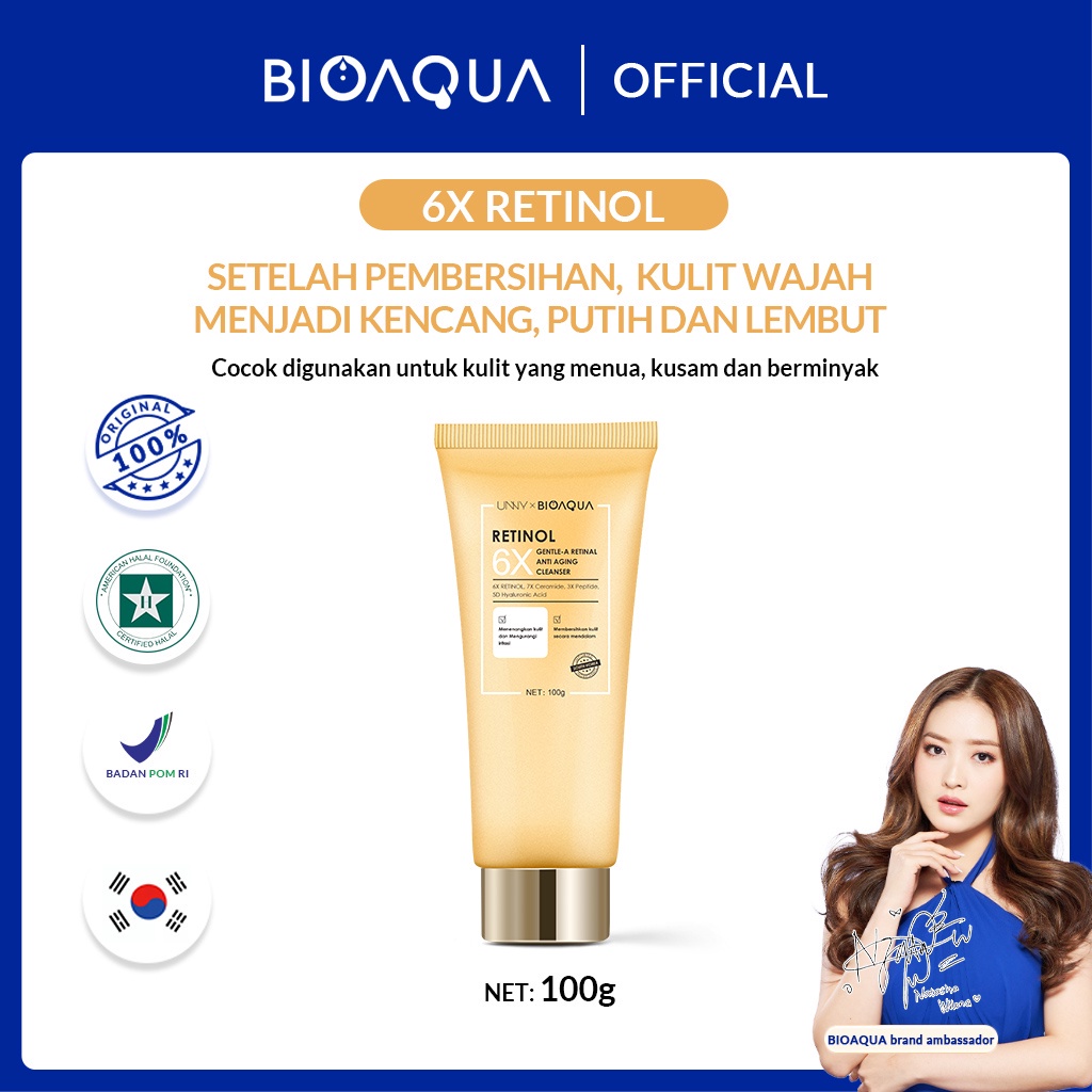 Jual ORIGINAL BIOAQUA 6X GentleA Retinol Amino Facial Wash Anti Aging