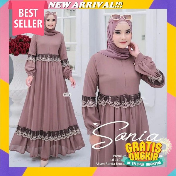Cod - Innura Dress L Innara Maxy Gamis Muslim Wanita Terusan Ceruty Bordil Premium Ootd Gaun Lebaran