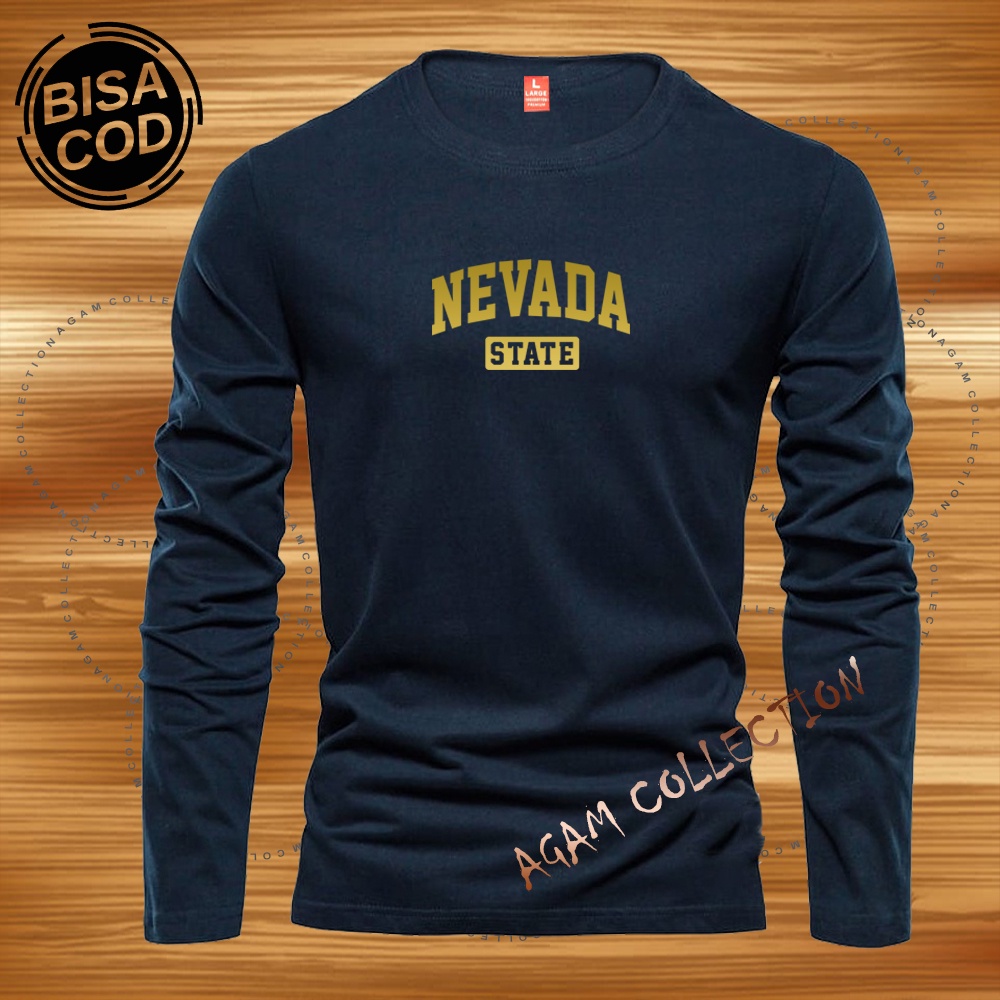 Agam Collection Baju Kaos Distro N_VDA Text Gold Lengan Panjang Premium Quality Kaos Pria Keren Kaos Cewek/Cowok