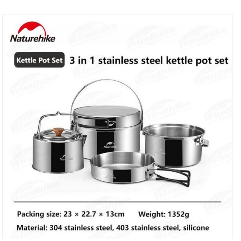 COOKING SET 3 IN 1 STAINLESS STEEL NATUREHIKE NH22CJ005 [D7]
