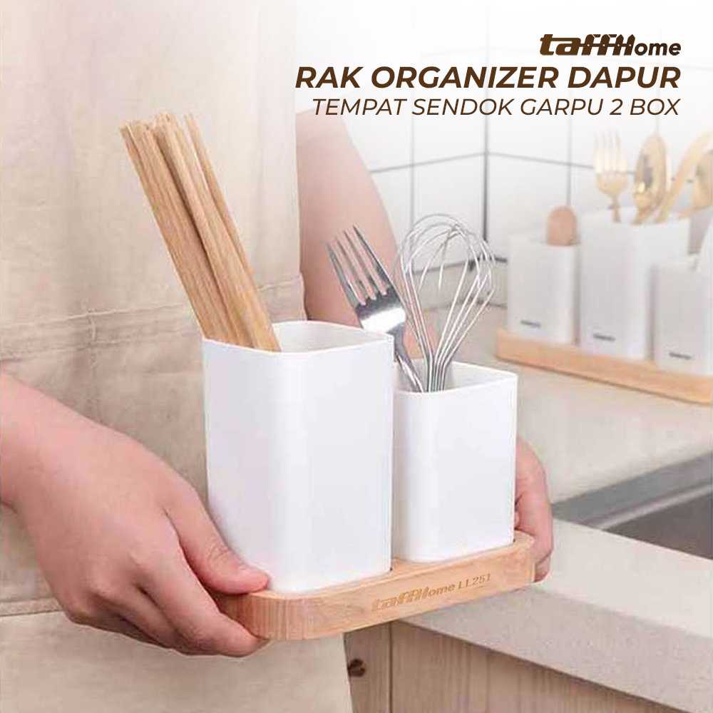 (BISA COD) FTIHSHP  Rak Organizer Dapur Tempat Sendok Garpu 2 Box - LL251