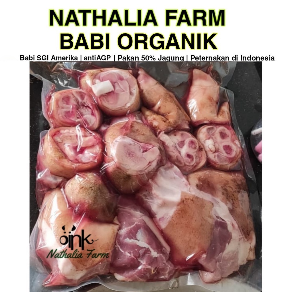 

babi organik / WHOLE LEG KAKI BABI UTUH sudah dipotongpotong CUKIOK / daging babi organik nathalia farm organic pork