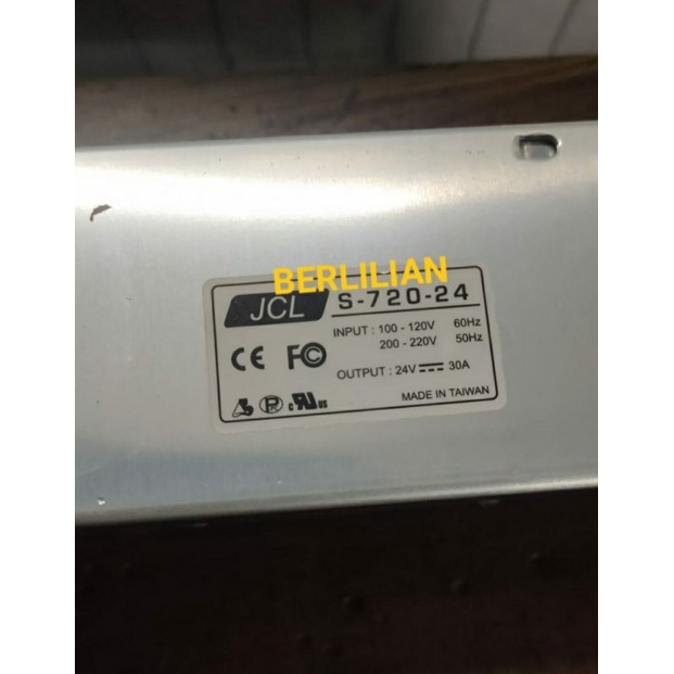 Power Supply DC 24V 30A input AC 100-120V 200-220V merek JCL Made in TAIWAN Kualitas Bagus