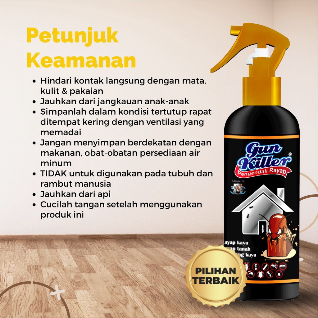 Obat Pembasmi Rayap Pemakan Kayu Kering dan Basah Cairan Pengawet Kayu Anti Hama 250ml Efektif