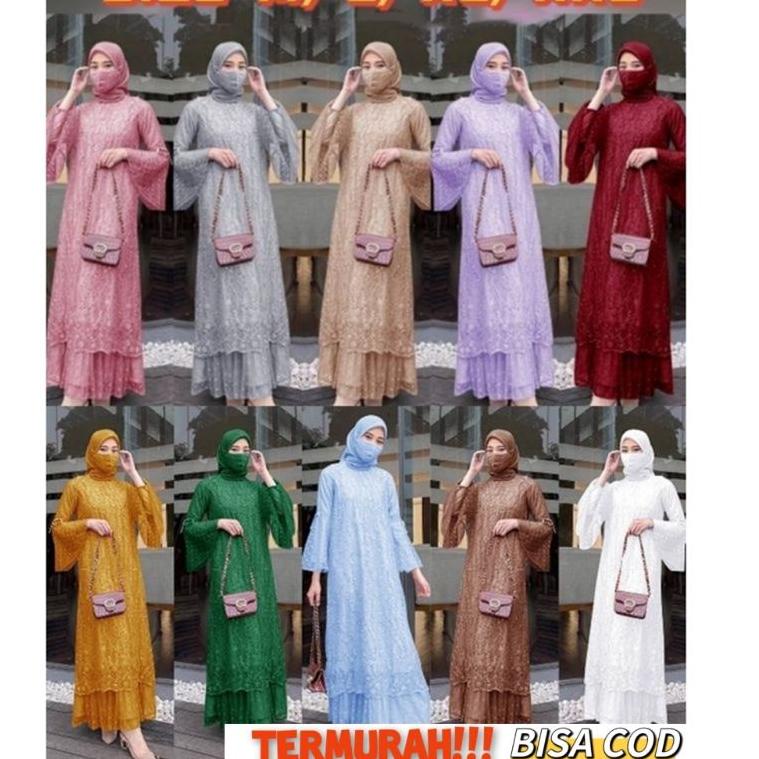 HARGA TERMURAH DRESS TILE MUTIARA BUNGA /MAXI DRESS CANTIK/ MX GELA - LD /Cp / GAMIS TILE BRUKAT TER