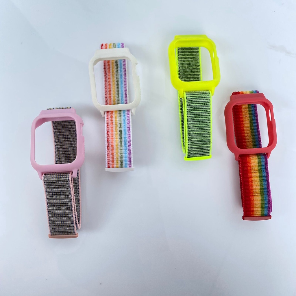 Strap Canvas Smartwatch T55 T500 2 in 1 Colorful Nylon Strap Fpr Apple Watch 7 41mm 45mm iWatcg Soft Ban