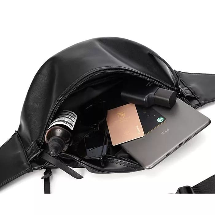 NAURIL - TAS SELEMPANG KULIT DISTRO PRIA IMPORT SLEMPANG COWOK MURAH OLAHRAGA ANTI AIR SLING BAG WAISTBAG LEATHER