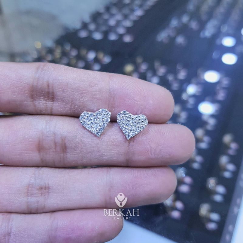 Anting giwang emas 750 18k berlian berkualitas 0,78 ct asli natural diamond