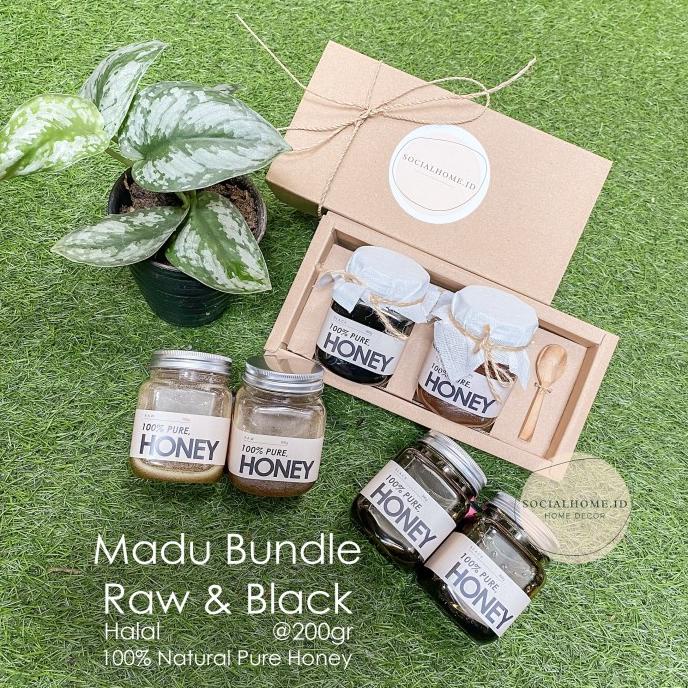 

Paket madu Raw & Black 200g, Covid 19 Hadiah, Gift Set 100% Natural