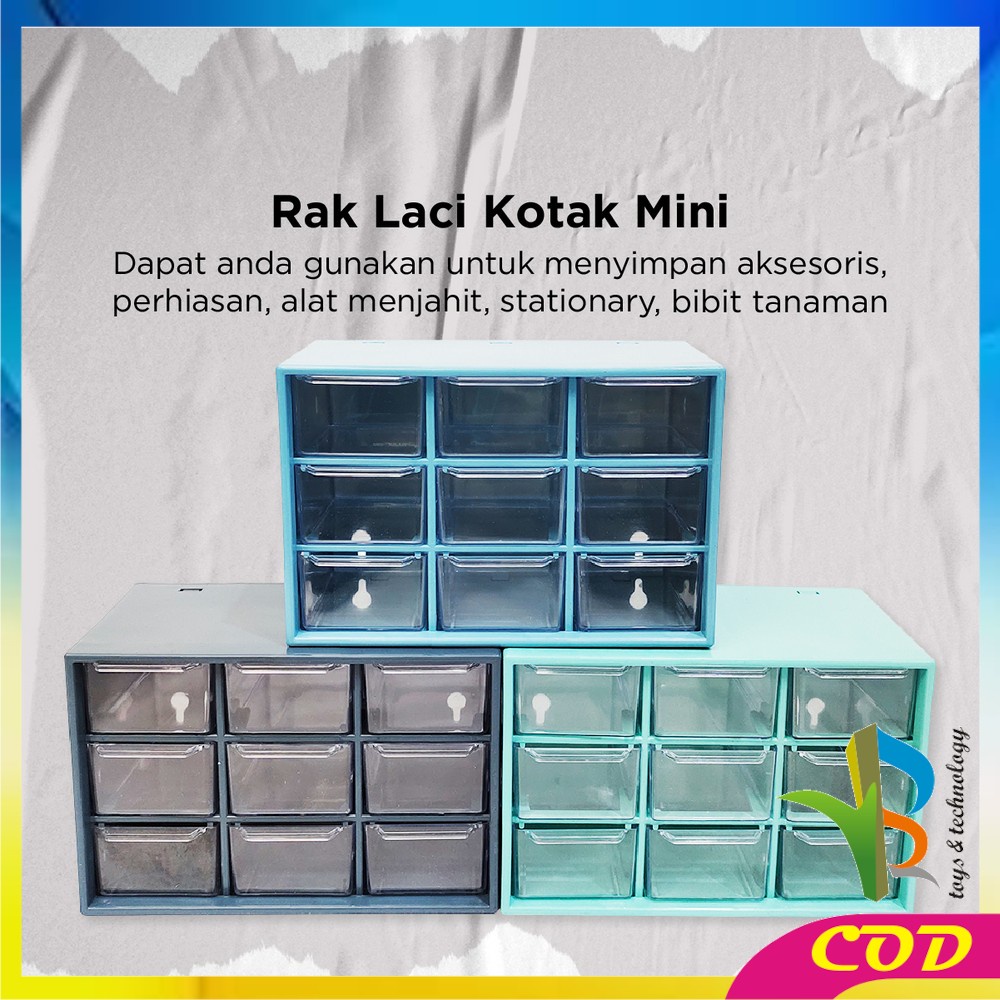 RB-C804 Kotak Laci Perhiasan kotak Aksesoris Mini 9 Sekat / Kotak Penyimpanan Serbaguna Laci Mini / Laci Aksesoris Storage Box Multifungsi