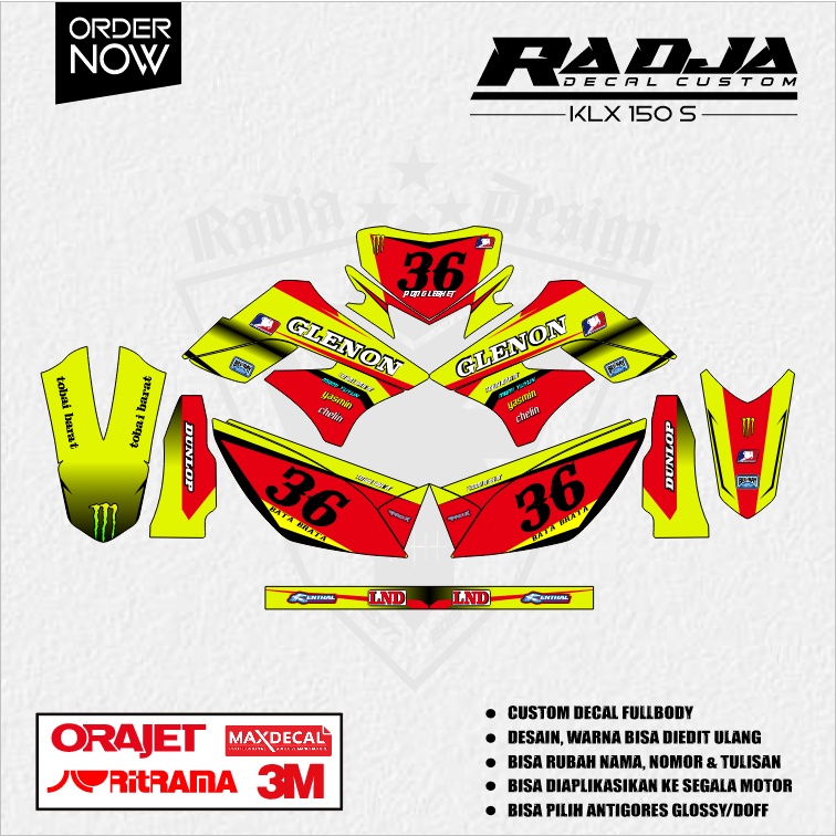 DECAL KLX 150 S OLD FULLBODY (003) DEKAL STIKER DTRACKER LAMA 2009 2010 2011 2012 2013 2014 2015 HIT
