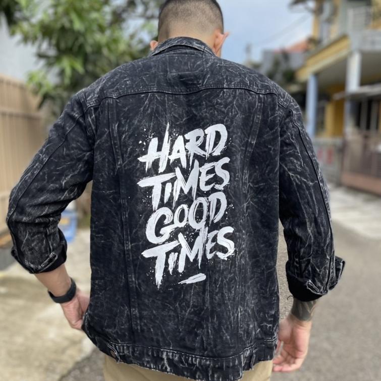 Jaket Jeans Denim Sablon Premium Pria MENARIK