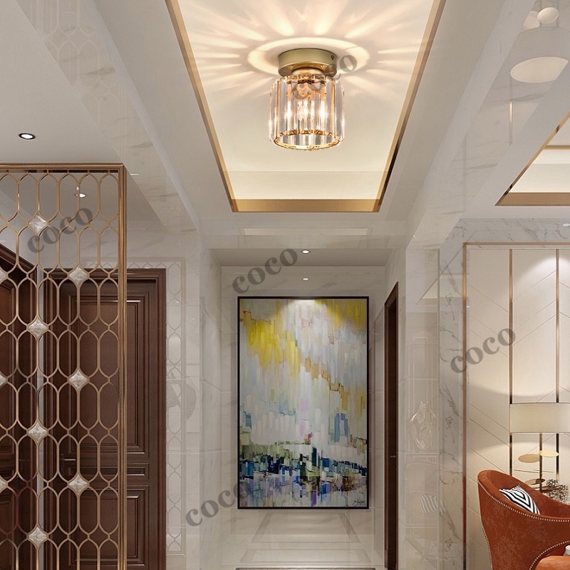 【penjual lokal】Kristal Plafon Rumah Lampu Ceiling Kristal Kotak Modern Crystal Round Ceiling Lamp Lampu Plafon Gantung Kristal