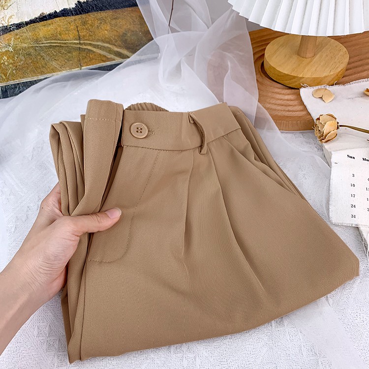 Krem/Hitam/Khaki/Coklat/Abu-abu Highwaist Loose Celana Setelan Wanita Kerja Celana Wanita Korean