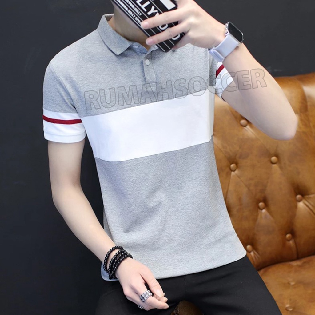 Kaos Pria Formal Lengan Pendek BLADE Kerah Polo Shirt Man Dewasa Bahan Katun Adem Asli Bandung