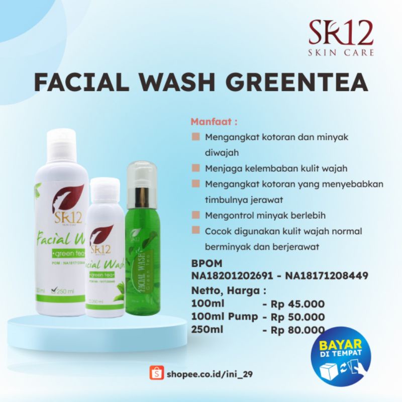 SABUN WAJAH GREEN TEA SR12 BPOM / MENGENCANGKAN WAJAH / FACIAL WASH GREENTEA / JERAWAT &amp; BERMINYAK