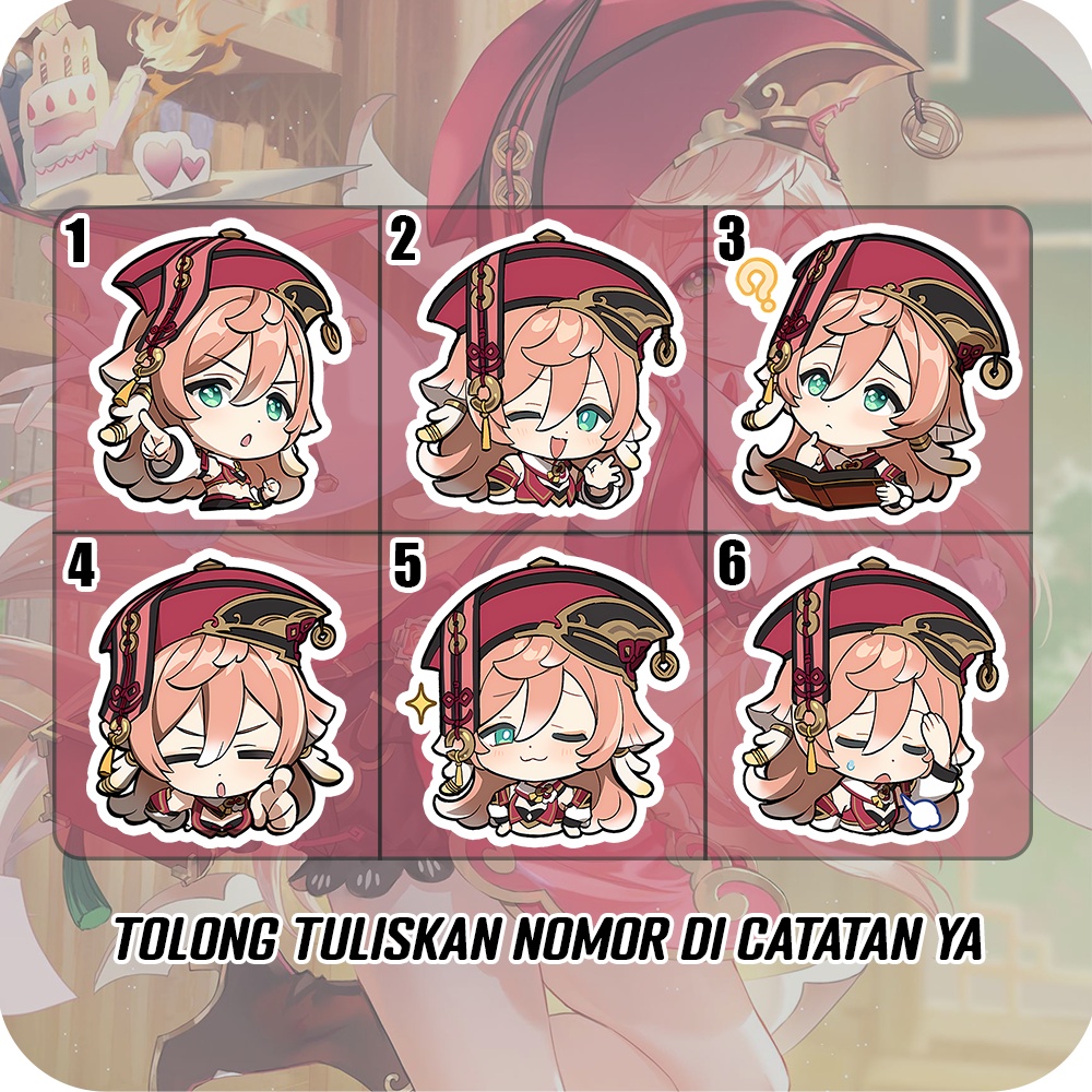Stiker Glossy Yanfei Genshin Impact, Sticker Anime Untuk di HP, Laptop, Helm, Motor dll