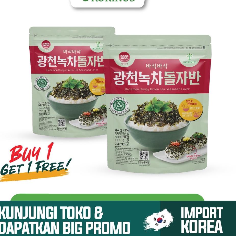 

Khusus hari iniSs9S3 Promo! Buy 1 get 1 free K-Badamoa Crispy Seasoned Laver (Green Tea)/Teh Hijau