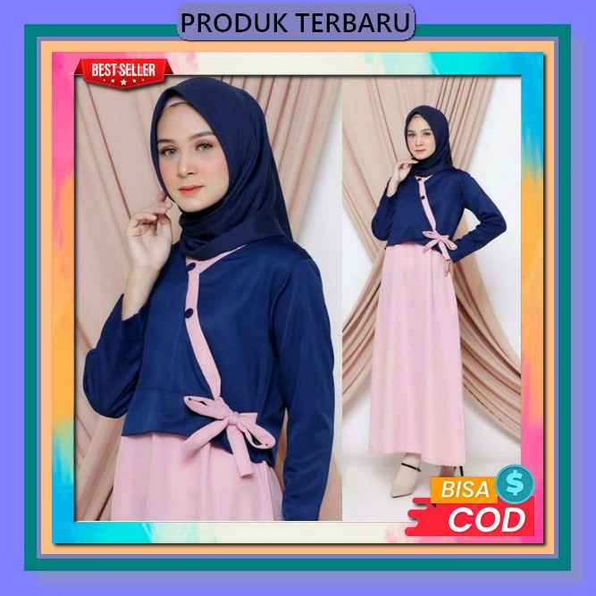 Baju Busana Muslim Gamis Remaja Kekinian Korean Style Lebaran Terbaru 2023 Dia Dress Terbaru