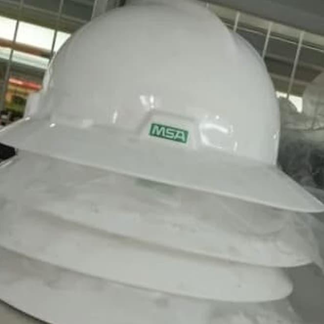 REKOMENDASI helm safety proyek MSA lokal FULL BRIM putih, merah, kuning, biru, hijau + fastrack ( pu