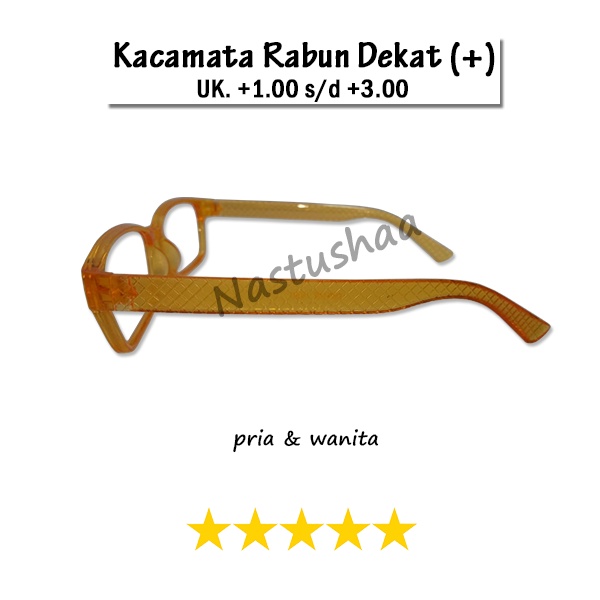 Kacamata Baca Plus (+) Ukuran +1.00 s.d +3.00 Bingkai Warna Orange Model Persegi Panjang Kacamata Rabun Dekat Unisex FREECASE