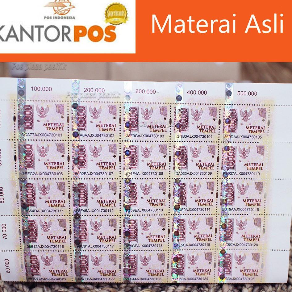 

[ART. 37473] Materai Tempel Asli PERURI 10000 / 15Pcs