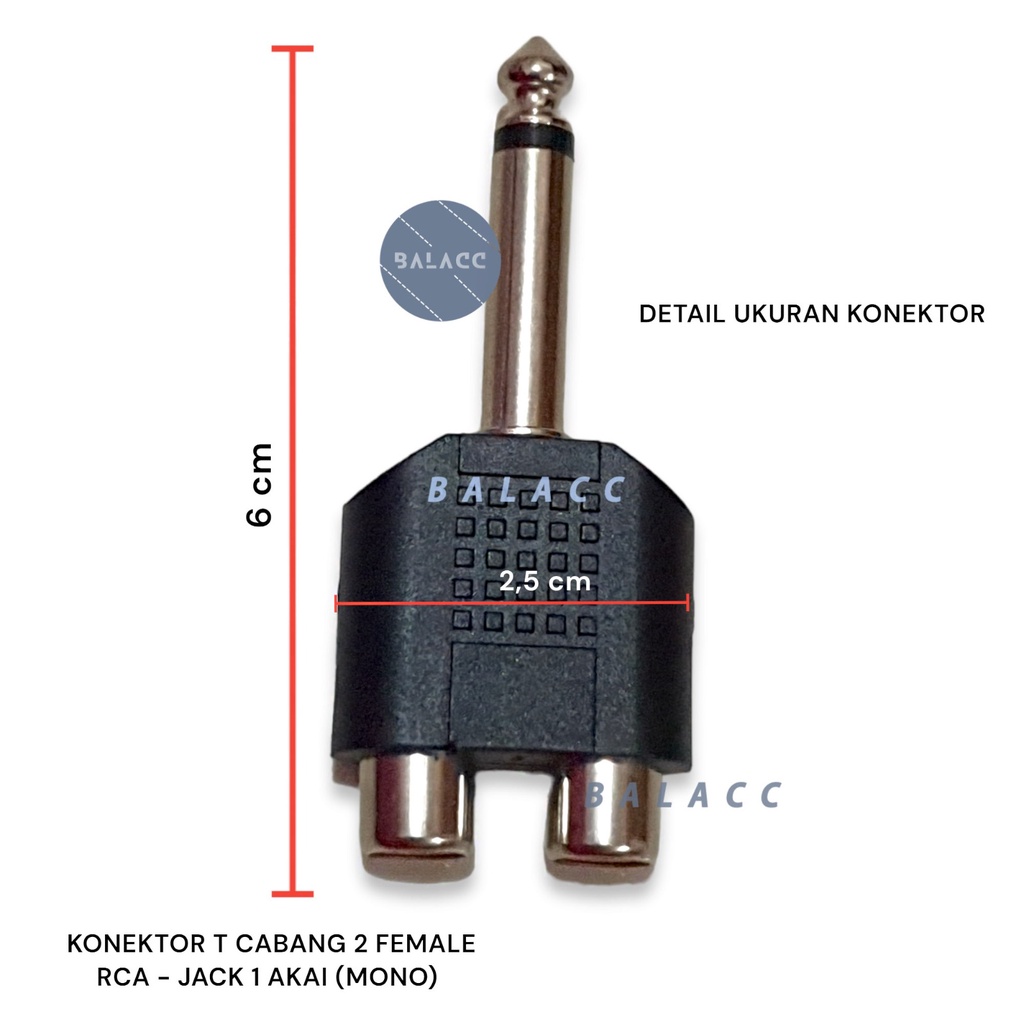 Sambungan 2 Cover RCA to 1 Jack Akai St