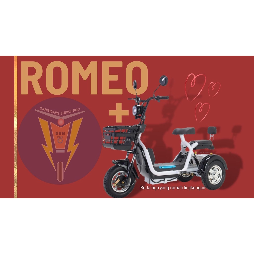 Sepeda Listrik Romeo + Uwinfly Roda Tiga Drum Break SNI