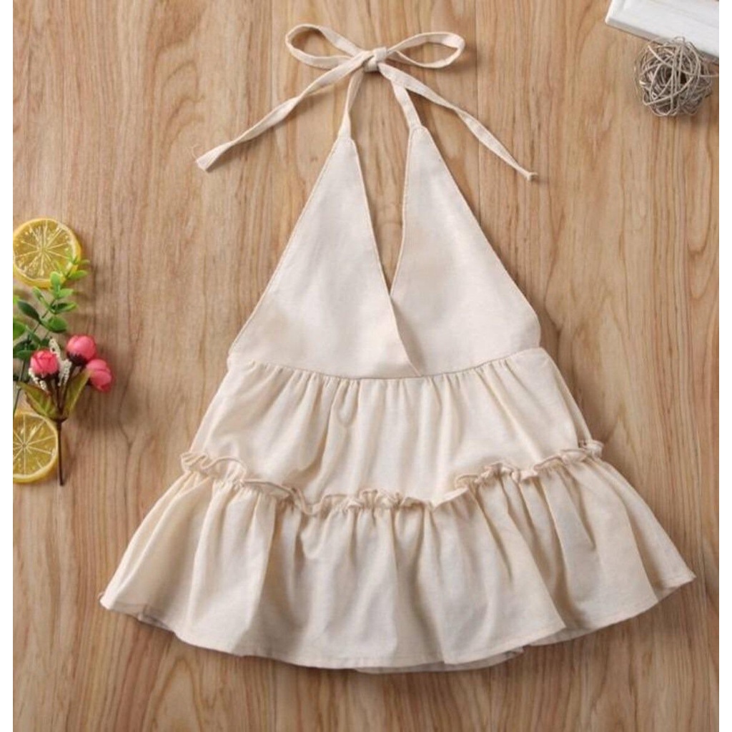 DRESS RUFFLE MACIS ANAK PEREMPUAN / DRESS HALTER RUFFLE PREMIUM