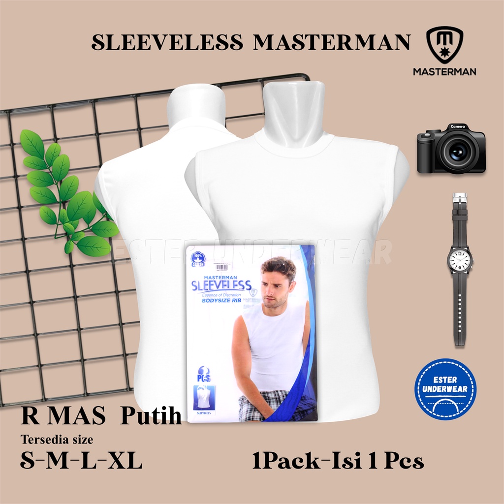 Kaos Tanktop Pria MASTERMAN PUTIH ISI 1