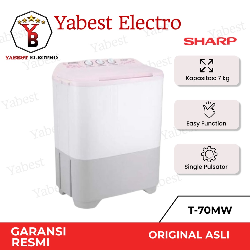 MESIN CUCI SHARP 7KG EST 70MW PUREMAGIC  ORIGINAL