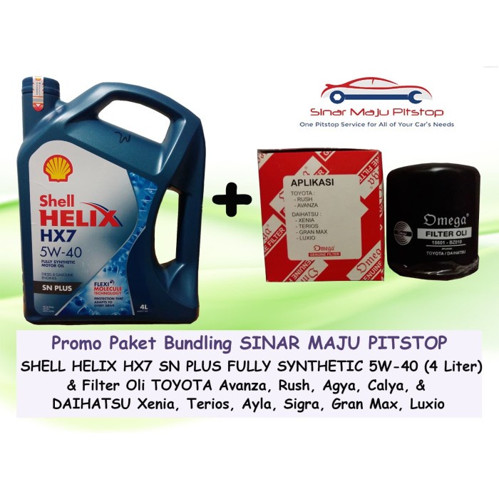 Paket Bundling Oli Mobil Shell Helix HX7 & Filter Oli Avanza, Xenia ORIGINAL