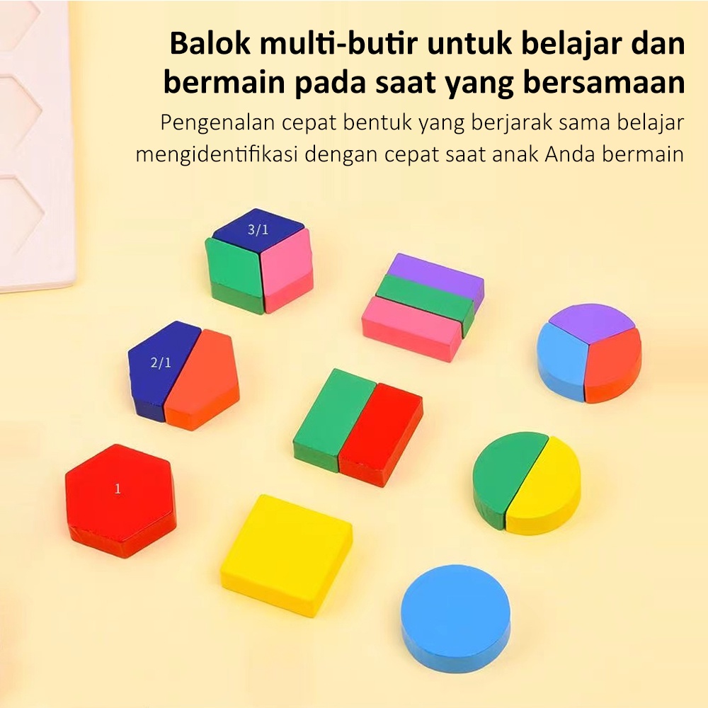 LAKOE Puzzle kayu edukasi anak Jigsaw Puzzle geometri wooden toys