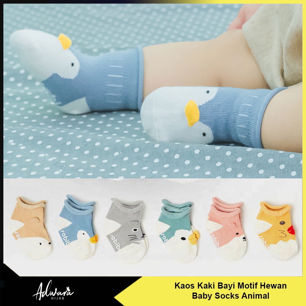 Kaos Kaki Bayi Motif Hewan Lucu / Baby Socks Animal Bahan Katun