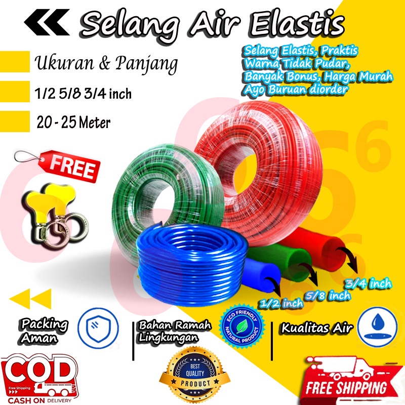 PROMO SELANG AIR ELASTIS 20 &amp; 25 METER 1/2 5/8 3/4 INCH ALAT TAMAN PERKEBUNAN MURAH COD