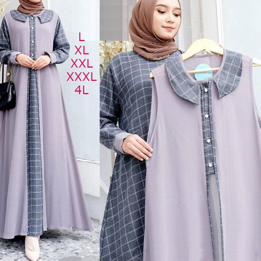 ♬ Outer + Gamis Jumbo Modern Terbaru Size L XL XXL XXXL 4L Ω